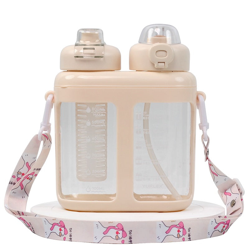 idrop 1600ml 2 IN 1 Double Bottle Drinking Flask Dual Water Cup / Botol Minuman Dua Dalam Satu / 1600ml 二合一双瓶饮水瓶双水杯