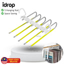 idrop 5 Rod Foldable Clothes Hanging Hanger / Penggantung Sidai Baju 5 Batang Boleh Lipat / 5管塑料钩防滑裤架(不锈钢裤架)