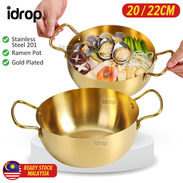 idrop [ 20CM / 22CM ] Gold Plated Ramen Noodle Pot Bowl Stainless Steel 201 / Mangkuk Keluli Tahan Karat Warna Emas / 20CM22CM不锈钢拉面锅(201)