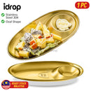 idrop Gold Plated Oval Snack Plate Stainless Steel XL Size / Piring Snek Keluli Tahan Karat Bentuk Bujur / 镀金椭圆形小吃盘不锈钢 XL 号