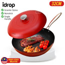 idrop [ 32CM ] Nano Glazed Granite Stone Nonstick Wok / Periuk Masak Batu / 32CM纳米釉面鹅软石不粘炒锅