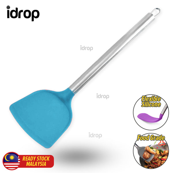 idrop Silicone Kitchen Cooking Spatula with Stainless Steel Handle / Spatula Dapur Silikon Pemegang Keluli Tahan Karat / 不锈钢柄硅胶头铲