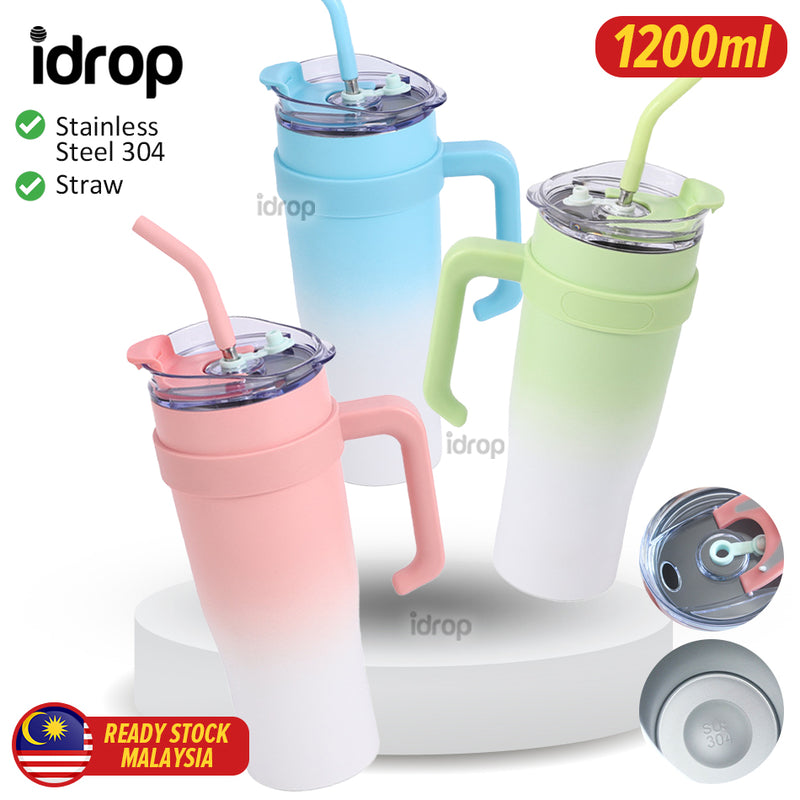 idrop [ 1200ml ] Stainless Steel 304 Drinking Cup Flask Plastic Coated / Botol Cawan Minum Keluli Tahan Karat 304 /