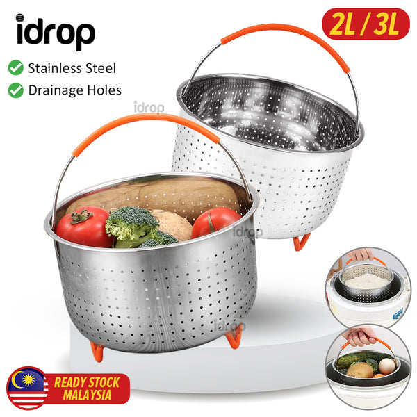 idrop [ 2L / 3L ] Stainless Steel Rice Steamer Strainer Basket / Bekas Cuci Basuh Beras Keluli Tahan Karat / [ 2L / 3L ] 不锈钢蒸饭箩筐