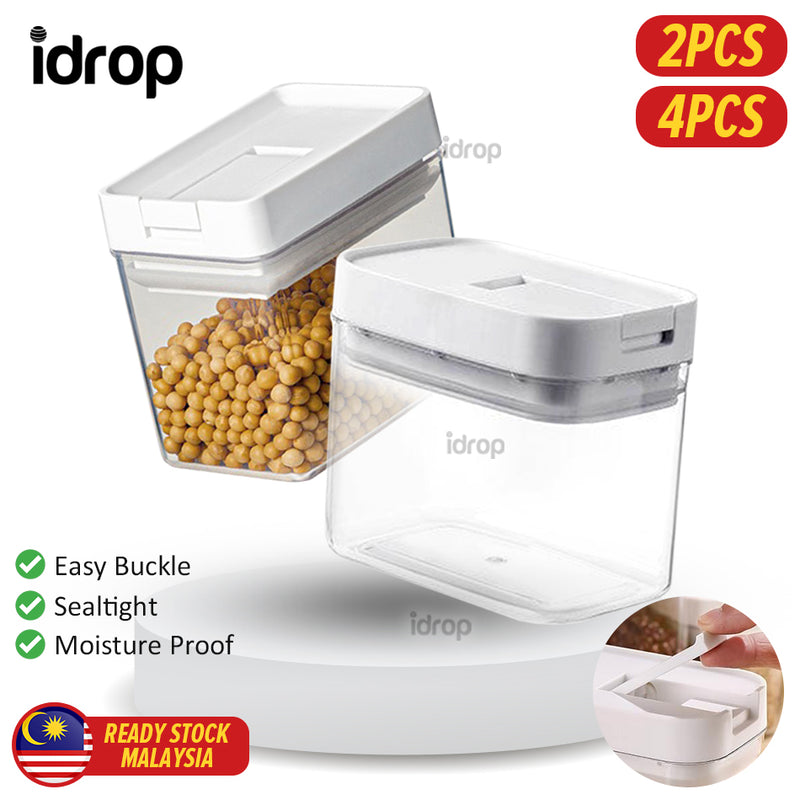 idrop [ 500ml ] Easy Buckle Plastic Rectangle Sealed jar ( 2pcs / 4pcs ) / Bekas Simpanan Makanan Kering 500ml / 0.5L塑料易扣密封罐