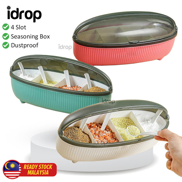 idrop 4 Compartment Seasoning Jar / Bekas Penyimpanan Rempah Perencah / 4格调味罐