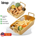 idrop Rectangle Square Stainless Steel Golden Plated Snack Box / Bekas Makanan Warna Emas Bentuk Petak Segi Empat Tepat / 不锈钢方 形小食盒 不锈钢方形 小食盒
