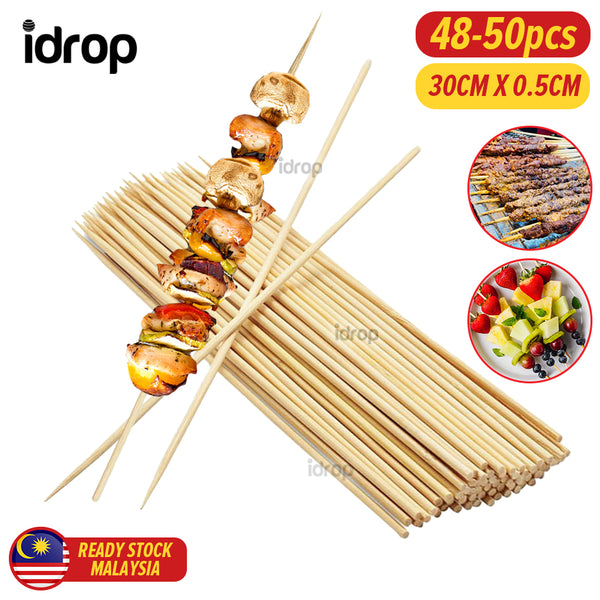 idrop [ 48-50pcs ] Long Thick Bamboo Food Skewer 30CM x 0.5CM / Lidi Buluh Makanan / 30CM长5MM粗竹签(48-50支)