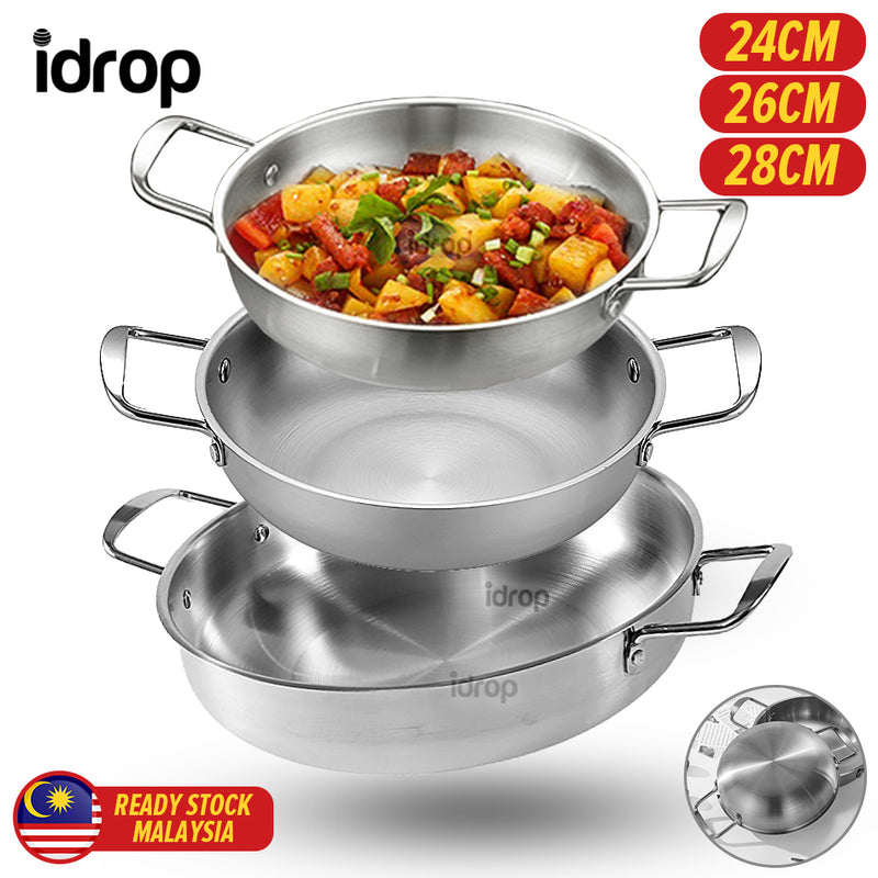 idrop [ 24 / 26 / 28CM ] Korean Style Stainless Steel Cooking Dry Pot / Periuk Memasak Keluli Tahan Karat Ala Ala Korea / 24CM 26CM 28CM不锈钢干锅(韩式拉面锅)