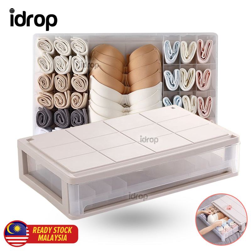 idrop Underwear Storage Box Drawer Multi-Compartment / Kotak Almari Penyimpanan Baju Dalam / 内衣收纳盒窄长内衣收纳盒抽屉式女家用衣柜大号多分格整理箱宿舍