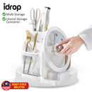 idrop Kitchen Transparent Utensil Chopstick Knife Holder Storage / Bekas Penyimpanan Perkakas Dapur / 塑料透明刀架筷子筒带锅盖座