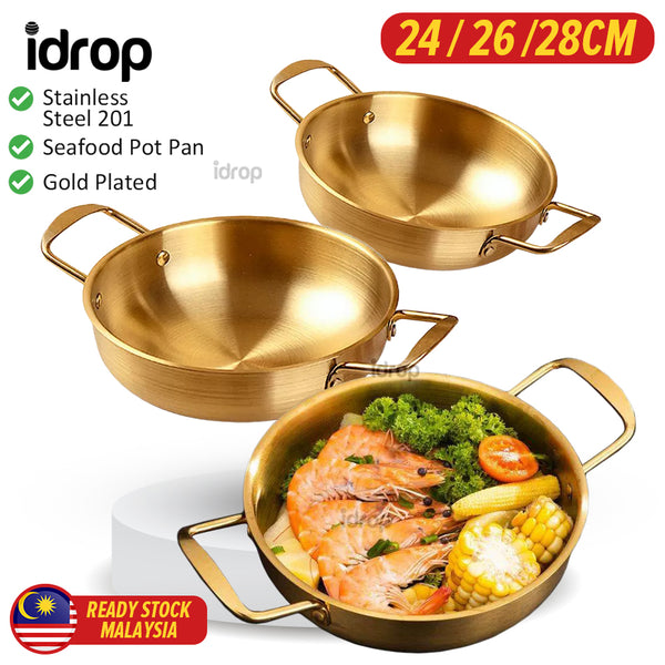 idrop Stainless Steel Double Ear Pot Pan SUS201 / Mangkuk Piring Keluli Tahan Karat / 不锈钢双耳海鲜锅(201)