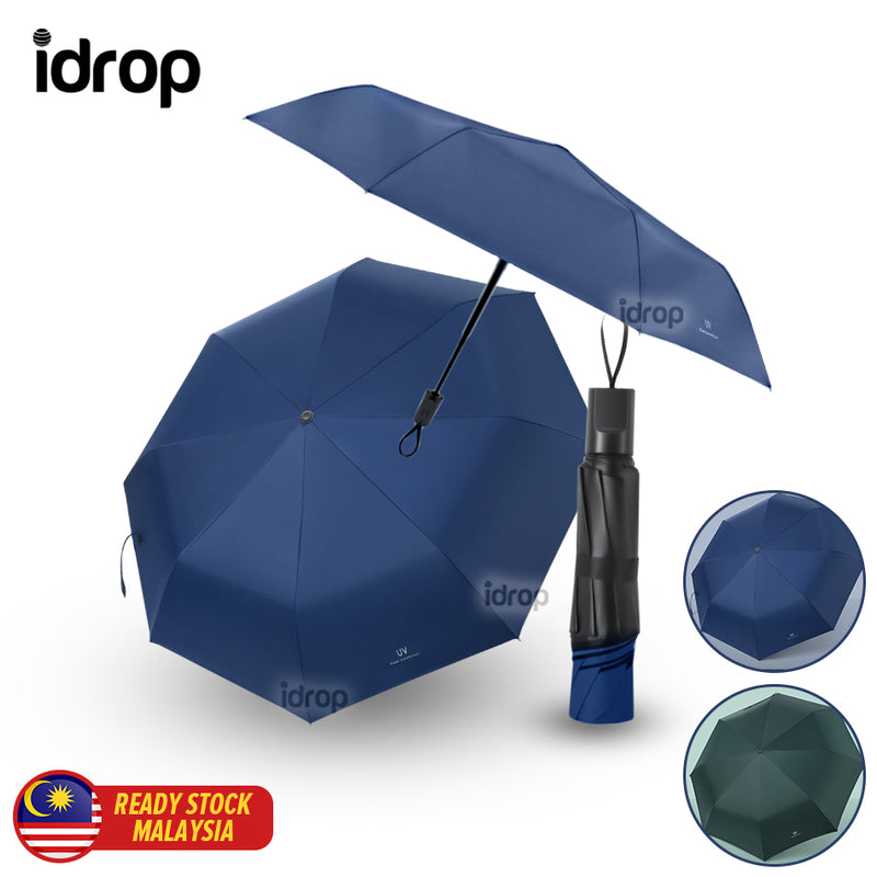 idrop UV Super Prevent Sun Compact Folding Sunscreen Waterproof Umbrella / Payung Hujan Dan Sinaran UV Mudah Alih / 手动uv雨伞厂家批发折叠太阳伞小防晒黑胶三折户外黑胶遮 阳伞商务