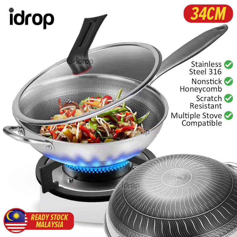 idrop [ 34CM ] SUS316 Stainless Steel Non Stick Double Sided Honeycomb