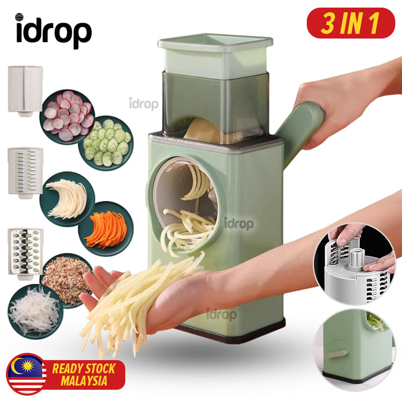 idrop Multifunctional Vegetable Grater Cutter Slicer Shredder Hand Rotary Roller / Penghiris Pemotong Sayur Pelbagai Guna / 多功能蔬菜刨丝器切菜机切片机切菜机手动旋转滚筒