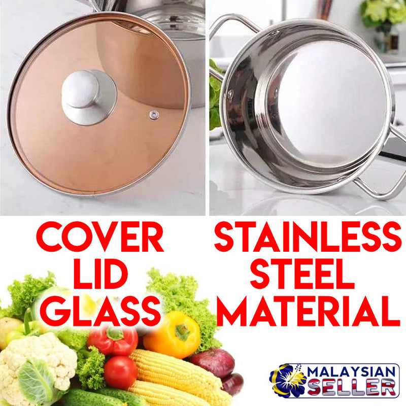 idrop [ 20 / 24 / 26CM ] Stainless Steel Soup Pot With Lid Cover / Periuk Masak Sup Keluli tahan Karat Bersama Penutup Periuk / 带盖不锈钢汤锅