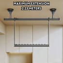 idrop 1 PCS – Double Layer Hanging Clothes Rack Extendable Laundry Rod Blanket Drying Hanger Balcony Hanging Pole Home Use Rak Jemuran Baju Gantung Dua Tingkat Dengan Batang Boleh Dipanjangkan Rak Jemur Selimut Penyangkut Balkoni Untuk Kegunaan Rumah