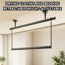 idrop 1 PCS – Double Layer Hanging Clothes Rack Extendable Laundry Rod Blanket Drying Hanger Balcony Hanging Pole Home Use Rak Jemuran Baju Gantung Dua Tingkat Dengan Batang Boleh Dipanjangkan Rak Jemur Selimut Penyangkut Balkoni Untuk Kegunaan Rumah