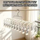 idrop 2 PCS Stainless Steel Pants Hanger Clip Skirt Hanger Multi Clothes Rack Space Saving Invisible Storage Double Row Windproof Laundry Organizer Set Penyangkut Rak Gantung Skirt Keluli Tahan Banyak Klip Susunan Berganda Anti Angin Penyimpanan Rumah