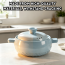 idrop 1 PCS 22CM Ceramic Casserole Pot Light Blue Stylish High Temperature Resistant Stewing Pot Soup Pot Cookware Suitable for Gas Stove & Rice Periuk Seramik 22CM 1PCS Warna Biru Muda Bergaya Tahan Suhu Tinggi Untuk Sup Masakan Rebus & Kukus