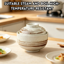 idrop 3 PCS – 300ML Japanese Style Ceramic Mini Stew Pot with Lid Double Layer Steaming Bowl Egg Steamer Soup Bowl Cooking Pot Set Periuk Rebus Mini Seramik Jepun 300ML 3PCS Dengan Penutup Untuk Kukus Dua Tingkat, Kukus Telur, Sup & Masakan Rumah