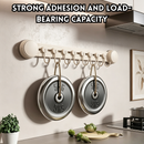 idrop 1 PCS 8 Hooks Suction Hanging Rack No Drill Wall Mounted Organizer Rail Multi Purpose Storage Rack for Towels Spatulas and Spoons Rak Gantung 8 Cangkuk 1PCS Dengan Penyedut Tanpa Tebuk Penyimpanan Dinding Pelbagai Fungsi Untuk Tuala Senduk dan Sudu
