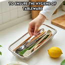 idrop 1 PCS 304 Stainless Steel Chopsticks & Spoon Storage Box Drain Rack Kitchen Countertop Cutlery Organizer Tableware Holder Bekas Simpan Penyepit & Sudu Keluli Tahan Karat 304 1PCS Dengan Rak Saliran Pinggan Mangkuk Dapur Bentuk Untuk Meja Rumah