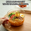 idrop 1 PCS 15CM 970ML Borosilicate Glass Instant Noodle Bowl with Lid Heat Resistant Microwave Safe Food Container Household Ramen Bowl Set Mangkuk Mi Segera Kaca Borosilikat 15CM 1PCS 970ML Dengan Penutup Tahan Haba Sesuai Untuk Mikro & Kegunaan Rumah