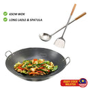 iDrop [ COMBO SET ] 65CM Mega Large Honeycomb Nonstick Cooking Wok with Lid Cover & Long Spatula Ladle / Periuk Honeycomb Saiz Besar Berpenutup 65CM & Senduk dan Spatula / 65CM 超大蜂窝不粘炒锅带盖和长铲勺
