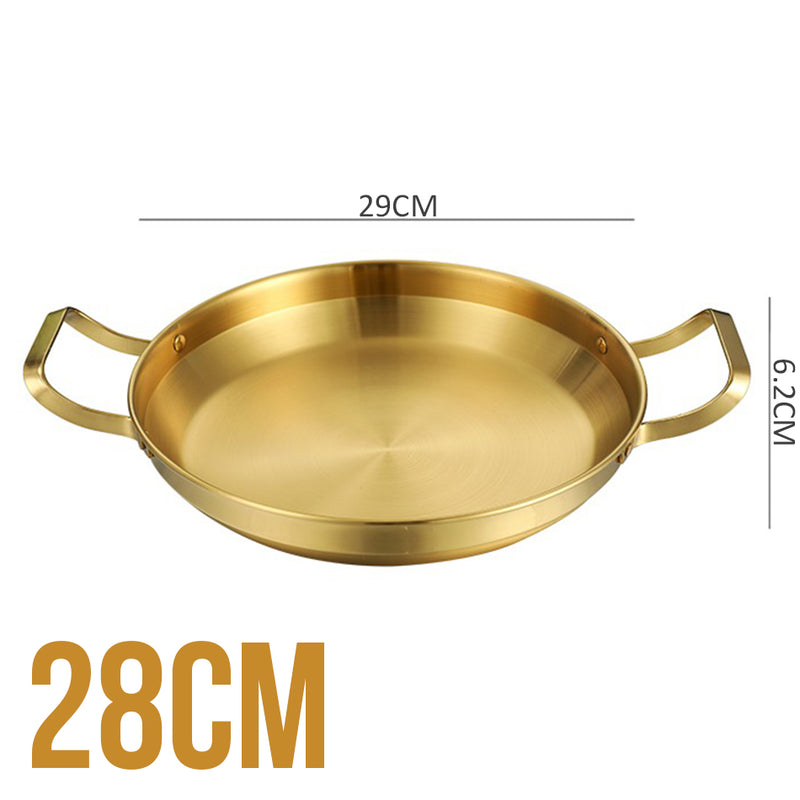 idrop [ 20~30CM ] Gold/Silver Hong Kong Style Stainless Steel Griddle Pan / Kuali Periuk Keluli Tahan Karat Emas & Perak / 金银港式不锈钢煎锅