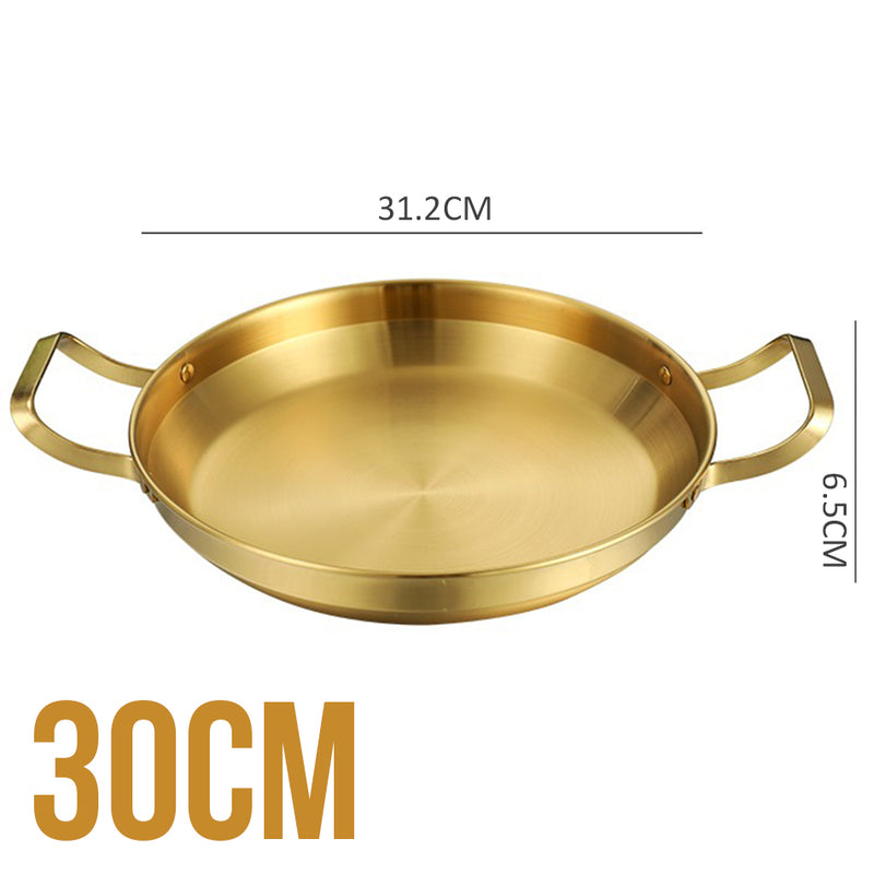 idrop [ 20~30CM ] Gold/Silver Hong Kong Style Stainless Steel Griddle Pan / Kuali Periuk Keluli Tahan Karat Emas & Perak / 金银港式不锈钢煎锅