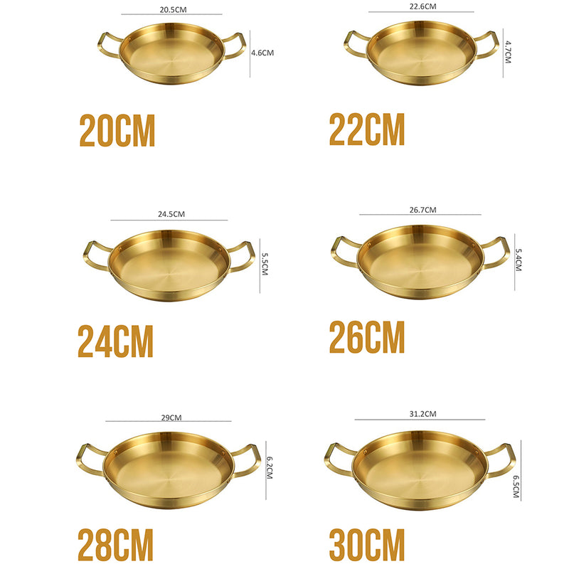idrop [ 20~30CM ] Gold/Silver Hong Kong Style Stainless Steel Griddle Pan / Kuali Periuk Keluli Tahan Karat Emas & Perak / 金银港式不锈钢煎锅