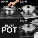 idrop [ 20CM / 22CM / 24CM ] Gold Silver Korean Style Instant Noodle Cooking Pot / Periuk Masak Mi Segera Rekaan Ala-ala Korea Warna Emas Perak / 韩式泡面锅