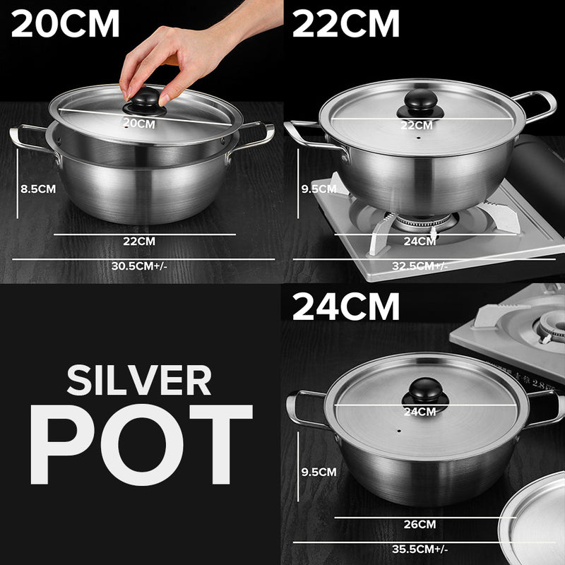 idrop [ 20CM / 22CM / 24CM ] Gold Silver Korean Style Instant Noodle Cooking Pot / Periuk Masak Mi Segera Rekaan Ala-ala Korea Warna Emas Perak / 韩式泡面锅