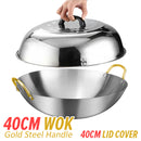 idrop Cooking Wok Double Ear Stainless Steel 304 40CM~60CM / Periuk Masak Keluli Tahan Karat 304 / 40CM-60CM不锈钢双耳砂光炒锅