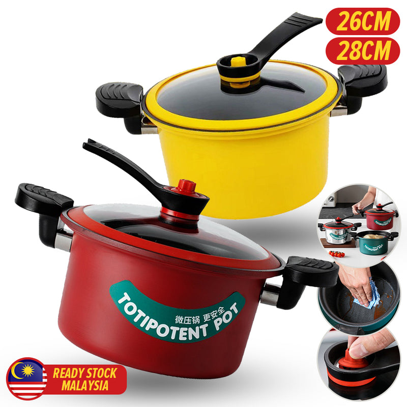 [ 26CM / 28CM ] Micro Pressure Cooker Pot / Periuk masak Tekanan Mikro / 不粘锅压力锅汤锅电磁炉燃气通用锅用家用
