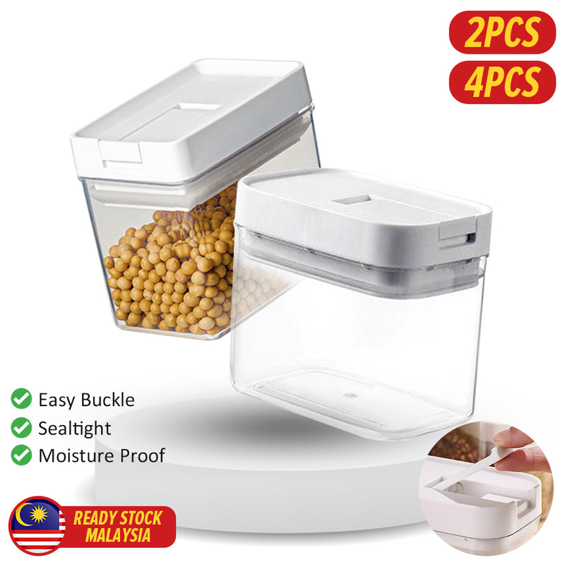 idrop [ 500ml ] Easy Buckle Plastic Rectangle Sealed jar ( 2pcs / 4pcs ) / Bekas Simpanan Makanan Kering 500ml / 0.5L塑料易扣密封罐