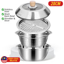 idrop 28CM Stainless Steel Multifunction Wash Basin Bowl /  Mangkuk Besen Basuh Pelbagai Fungsi Keluli Tahan Karat 28CM / 28CM不锈钢多功能洗脸盆碗