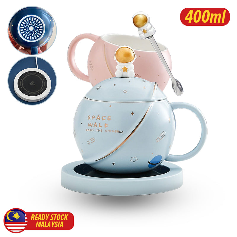 idrop [ 400ml ] Astronaut Space Planet Cup Warmer with Ceramic Mug / Pemanas Cawan dan Cawan Seramik Planet Angkasawan / 宇航员星球恒温陶瓷杯(带恒温)