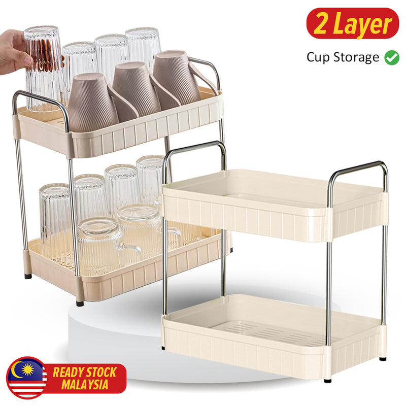 idrop 2 LAYER Cup Storage Draining Rack / Rak Penyimpanan Barang Cawan 2 Lapisan / 2 层杯子储物沥水架