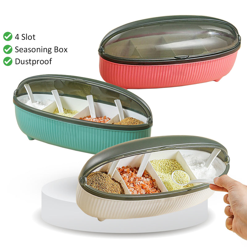 idrop 4 Compartment Seasoning Jar / Bekas Penyimpanan Rempah Perencah / 4格调味罐