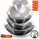 idrop PRE ORDER [ 50 / 60 / 70 / 80CM ] EXTRA LARGE Cooking Wok Thick Double Ear Round Bottom Stainless Steel Pan / SAIZ BESAR Periuk Kuali Masak Besar Keluli Tahan Karat / 不锈钢炒锅双耳特厚饭店厨师圆底锅-特大号商用农村炒菜锅批发