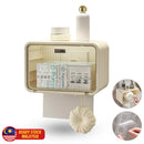 idrop Wall Mounted Tissue Storage Box With Transparent Window / Kotak Bekas Penyimpanan Tisu Dinding / (强力胶)透明白壁挂洗脸巾收纳盒