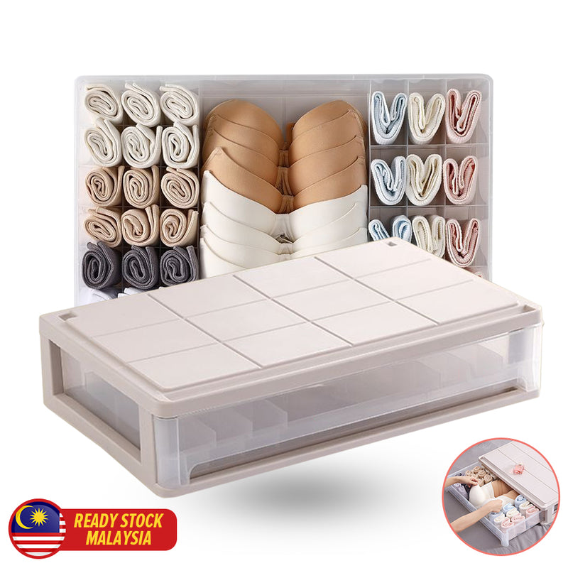 idrop Underwear Storage Box Drawer Multi-Compartment / Kotak Almari Penyimpanan Baju Dalam / 内衣收纳盒窄长内衣收纳盒抽屉式女家用衣柜大号多分格整理箱宿舍