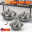 idrop [ 26 / 28 / 30CM ] Stainless Steel Crown Basin Bowl + Cover /  Mangkuk Besen Keluli Tahan Karat / 不锈钢盆碗