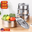 idrop [ 16 / 18 / 20CM ] 3 SET Kitchen Stainless Steel Pot Bowl / Set 3 Periuk Mangkuk Keluli tahan Karat / 16-20CM味盅三件套(STOCK POT)(16-18- 20)