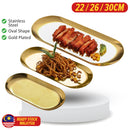 idrop Gold Plated  Stainless Steel Oval Plate / Piring Pinggan Keluli Tahan Karat Bujur / 锈钢椭圆盘