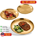 idrop Stainless Steel Barbecue Plate Gold Plated (304) / Piring Pinggan Makan Emas Keluli Tahan Karat 304 / 单层不锈钢烤肉盘(304)