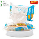 idrop [ 20pcs ] Disposable Cleaning Wet Wipes / Tisu Kain Lap Pencuci Pakai Buang / 20片湿巾日文包装(20*30CM)