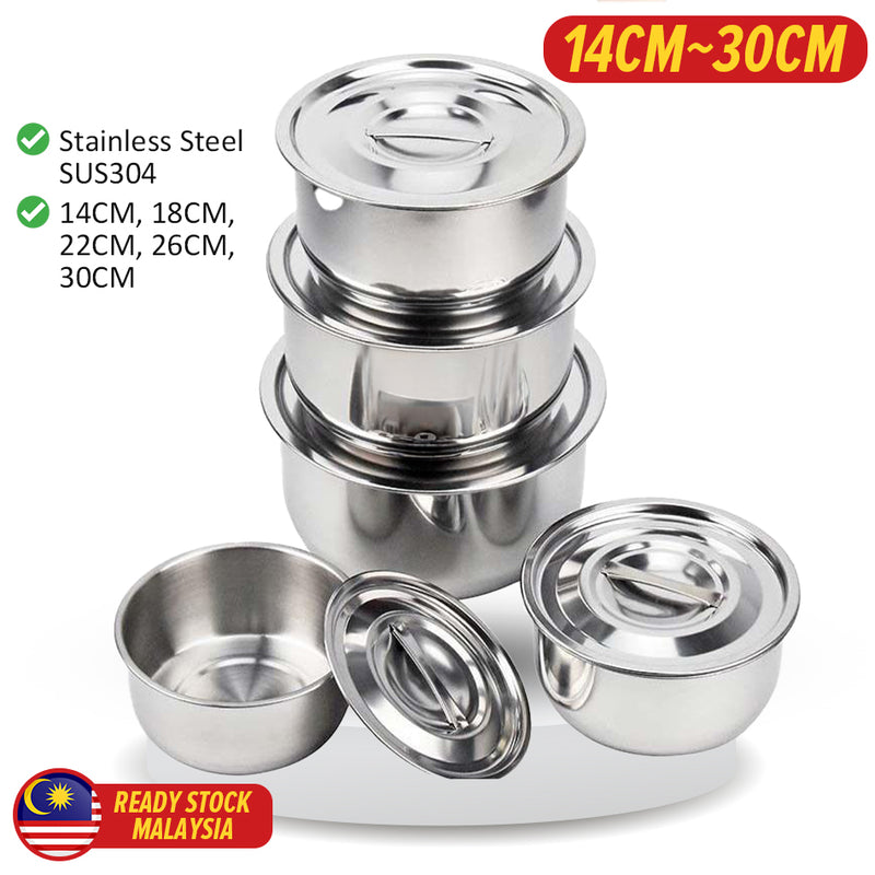 iDrop Stainless Steel Pots Food Curry Eating Pot 14~30CM / Bekas Makanan Keluli Tahan Karat / 不锈钢锅咖喱饭锅14~30CM